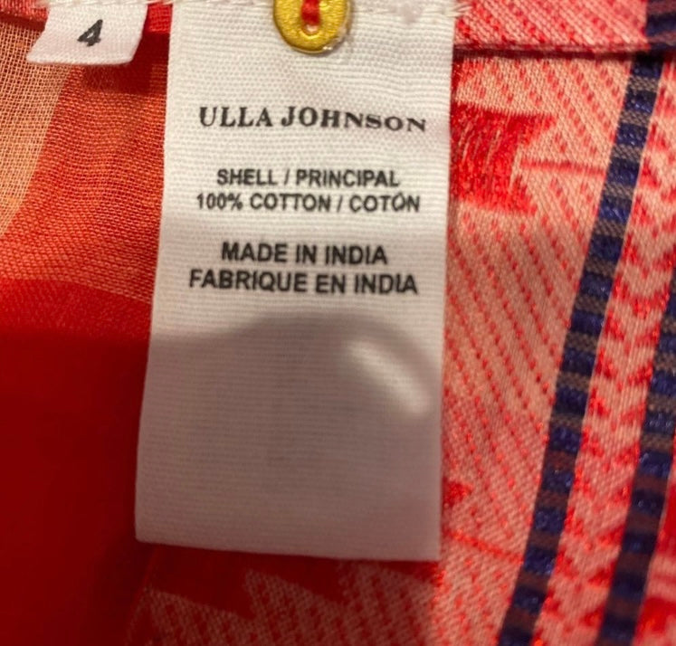 ULLA JOHNSON The Caasi Checkered Cotton Blouse