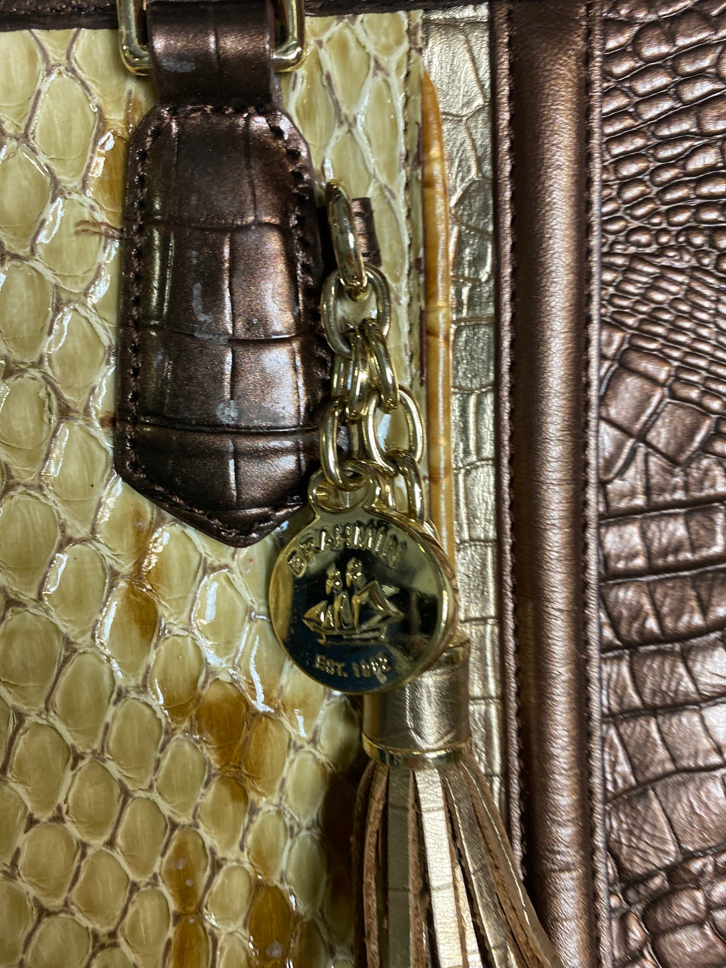 BRAHMIN Croc Embossed Champagne and Bronze Bag