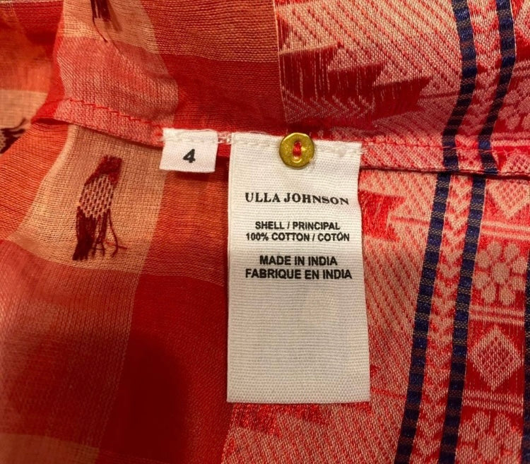 ULLA JOHNSON The Caasi Checkered Cotton Blouse