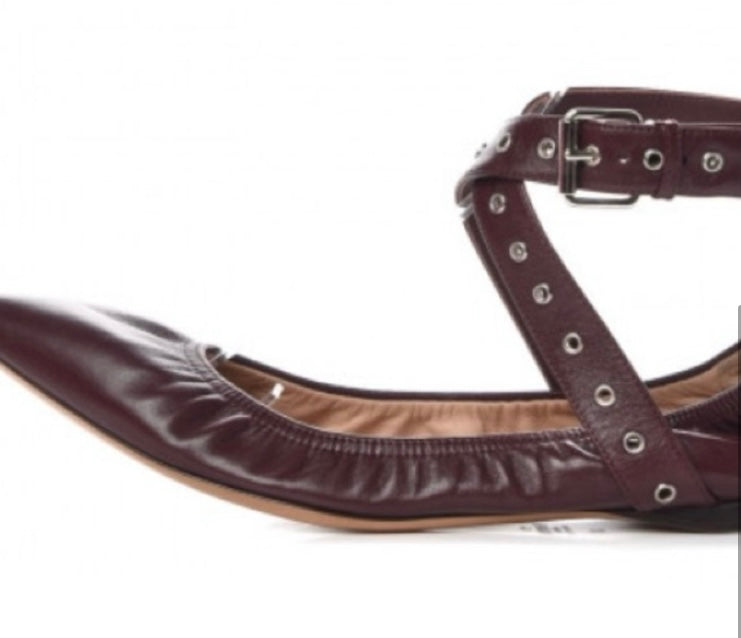 VALENTINO Garavani Napa Love Latch Leather Flats Size 38.5