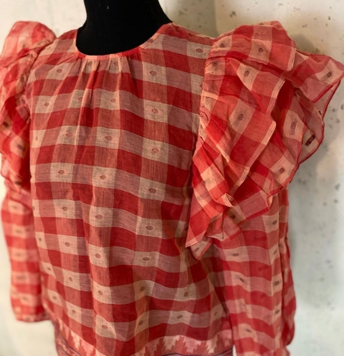 ULLA JOHNSON The Caasi Checkered Cotton Blouse
