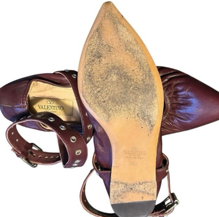 VALENTINO Garavani Napa Love Latch Leather Flats Size 38.5