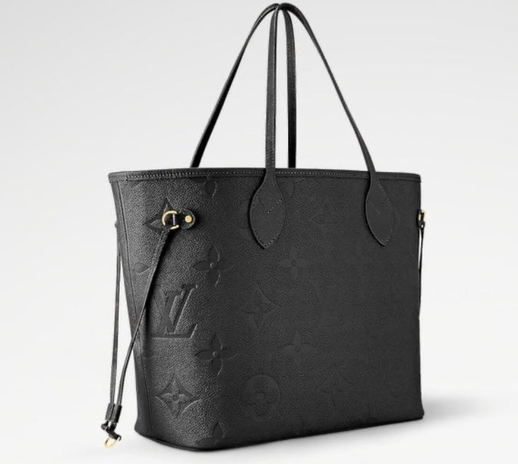 INITIAL Embossed Neverfull Bag in Black