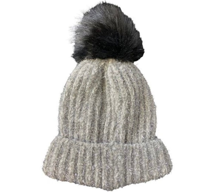 NORDSTROM BP Metallic Pom Pom Winter Hat