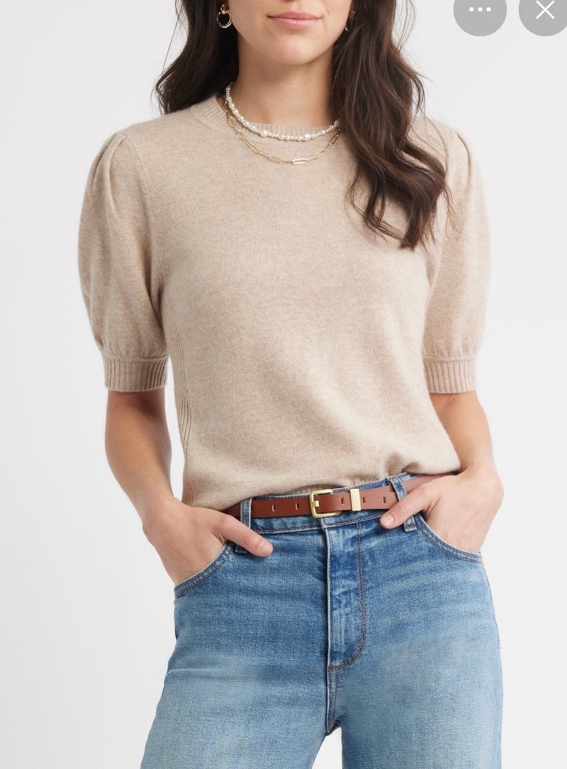 CASLON Cashmere Blend Short Sleeve Sweater Size L