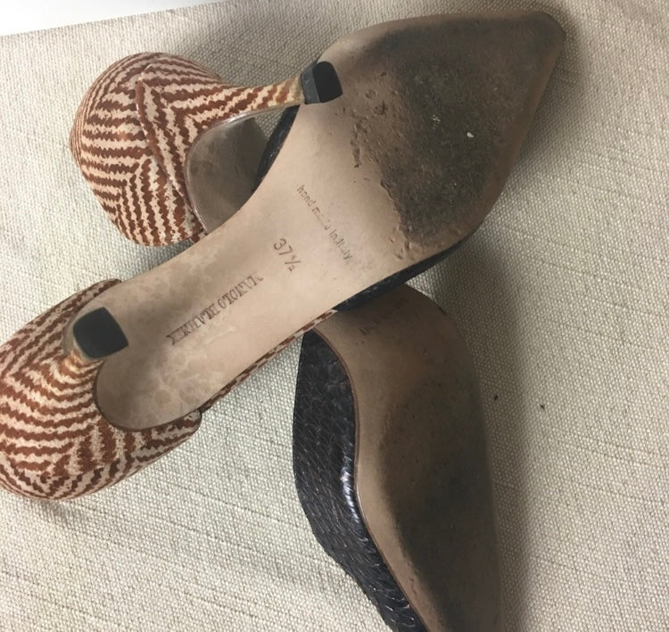 MANOLO BLAHNIK Herringbone Wool Heels *Size 7.5