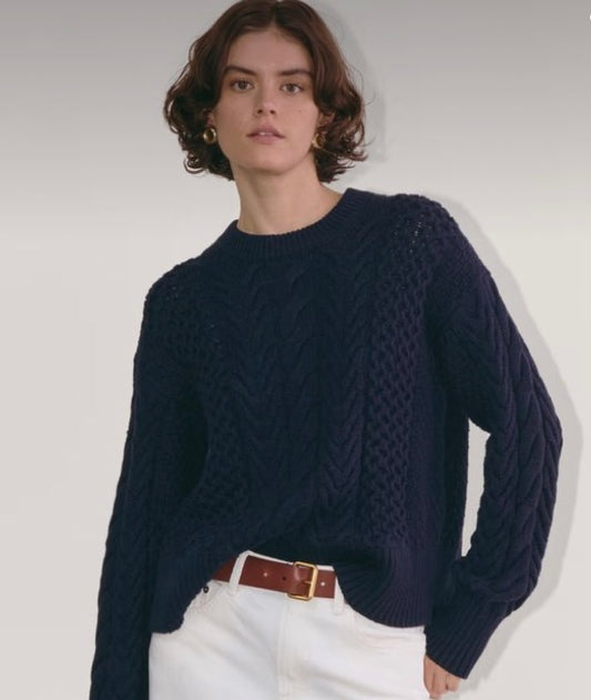 J.CREW Navy Cable Knit Sweater *Size L
