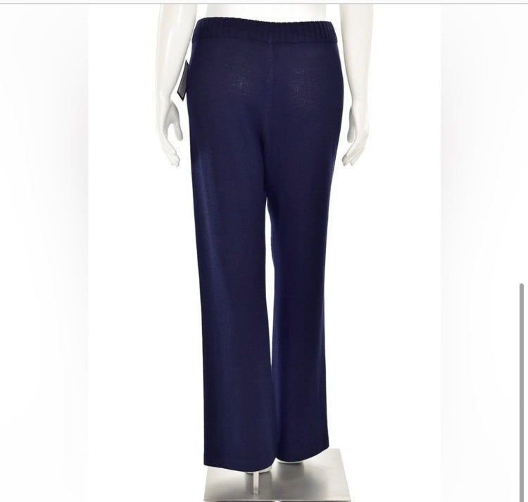 ST JOHN Navy Ribbed Stretch Wide Leg Pants *Size 4