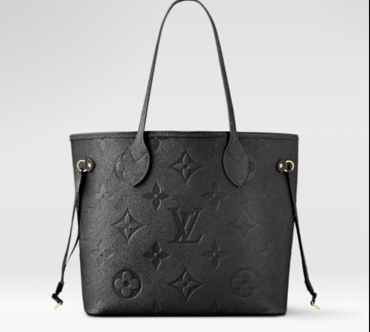 INITIAL LV Embossed Neverfull Bag in Black