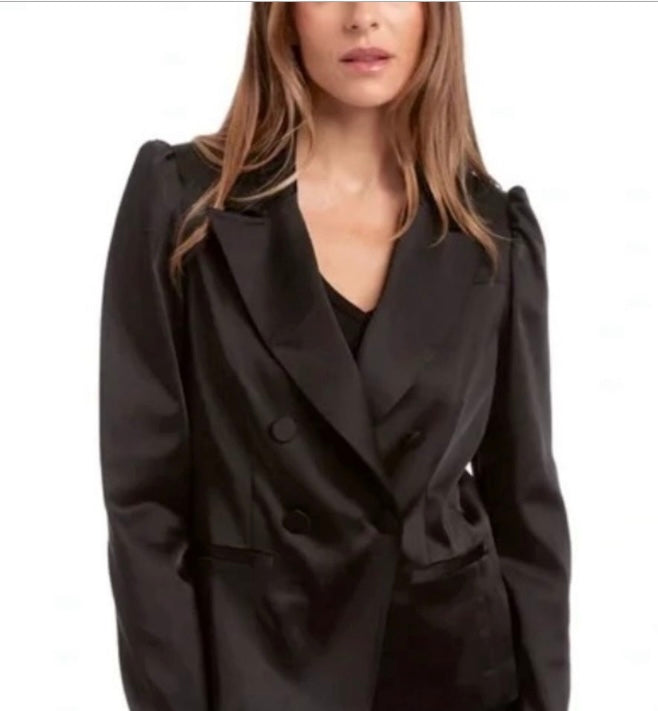 DREW Black satin Cocktail Blazer *Size XL