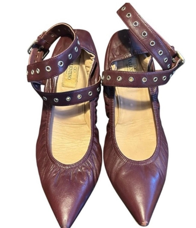 VALENTINO Garavani Napa Love Latch Leather Flats Size 38.5