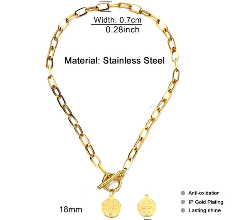 LUXIE Gold Toggle Coin Necklace