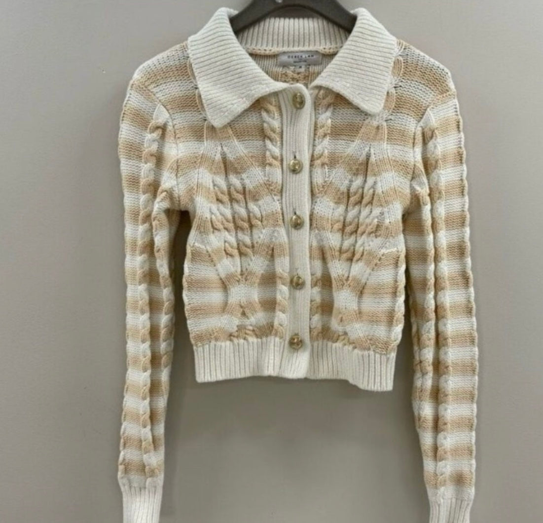 DEREK LAM Chunky Knit Cropped Cardigan Size M