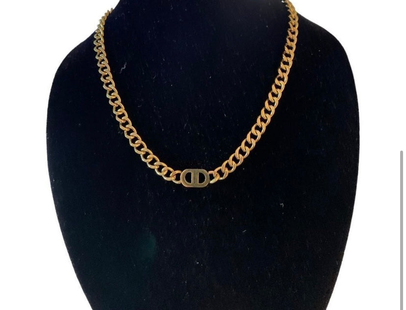 Double D Initial Gold Chocker Necklace