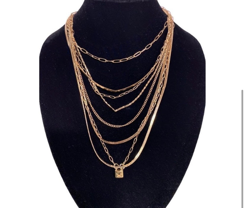 LUXIE Multi Chain Gold Chocker Necklace