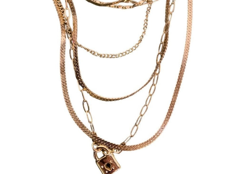 LUXIE Multi Chain Gold Chocker Necklace