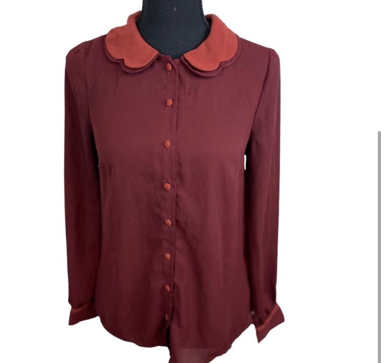 MODCLOTH Scallop Collar Blouse *Size XS