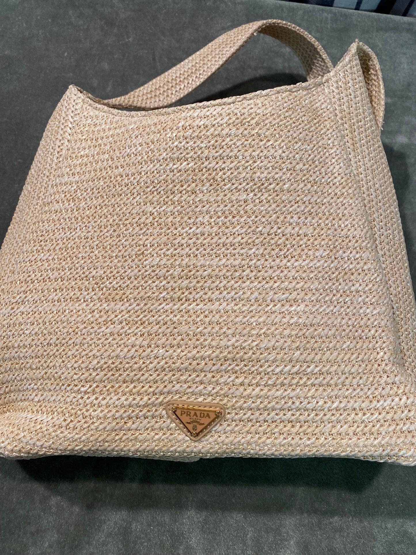 BOUTIQUE Designer Inspired Logo Embossed Raffia Bag   *Size M