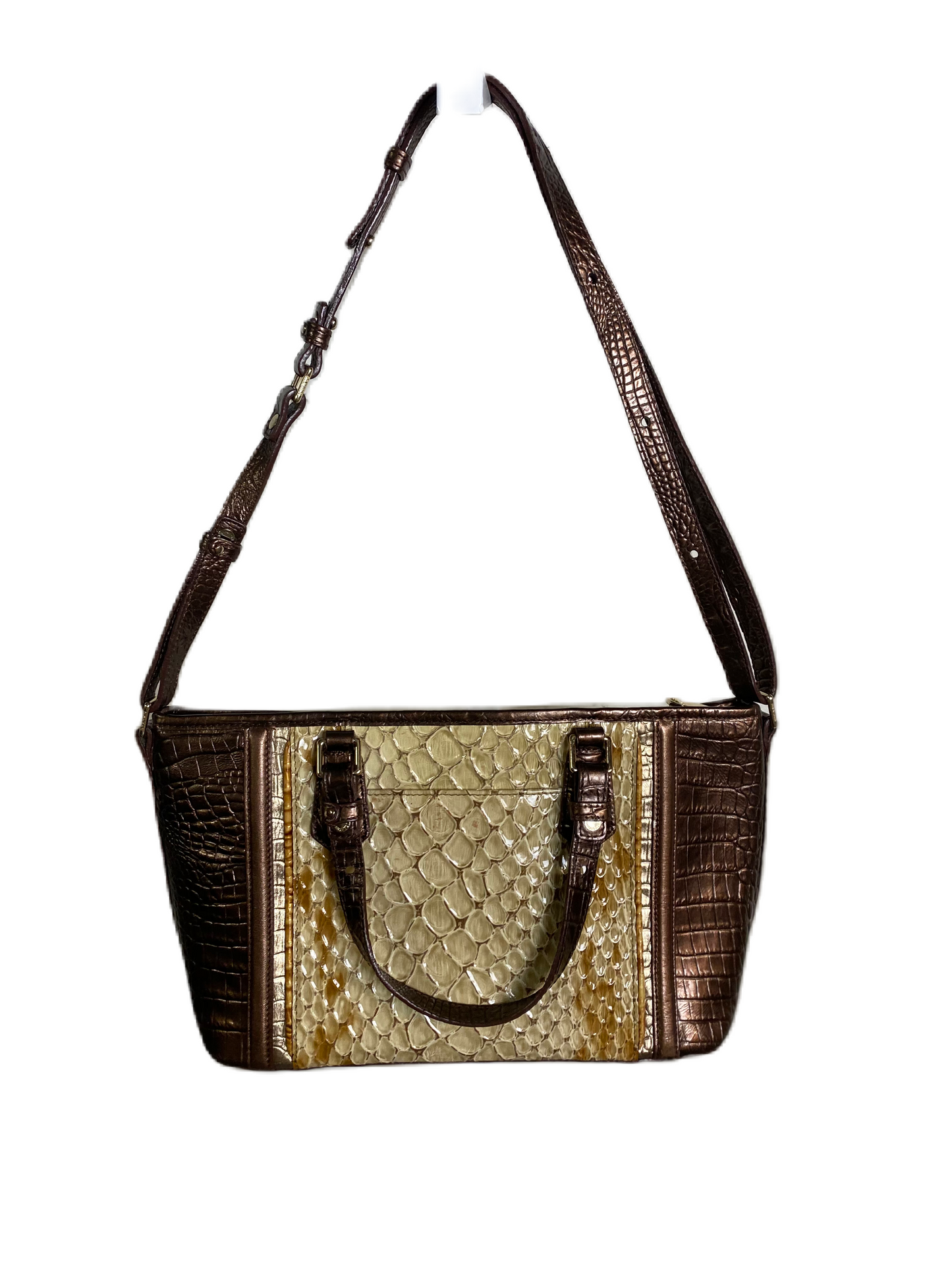 BRAHMIN Croc Embossed Champagne and Bronze Bag