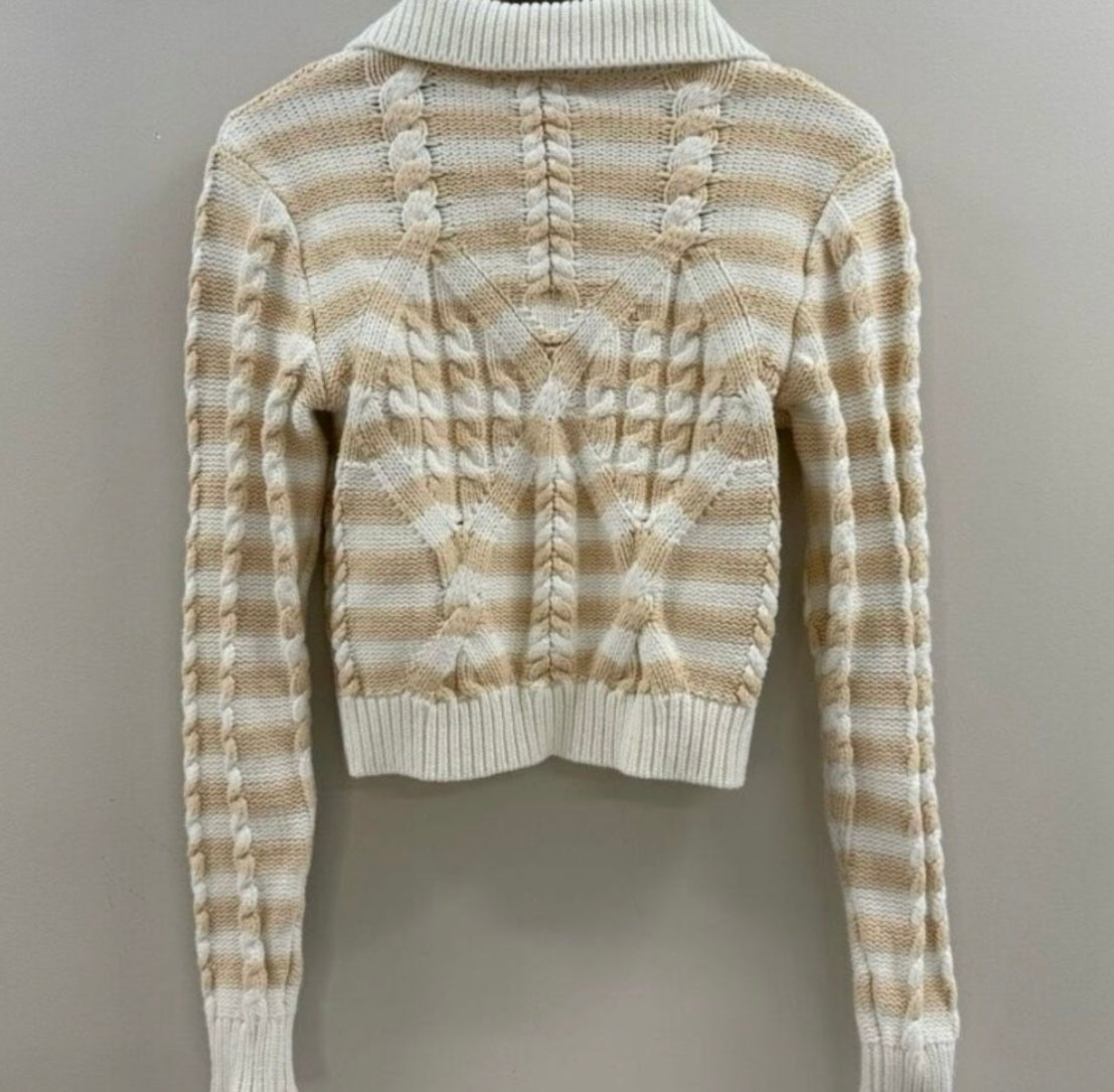 DEREK LAM Chunky Knit Cropped Cardigan Size M
