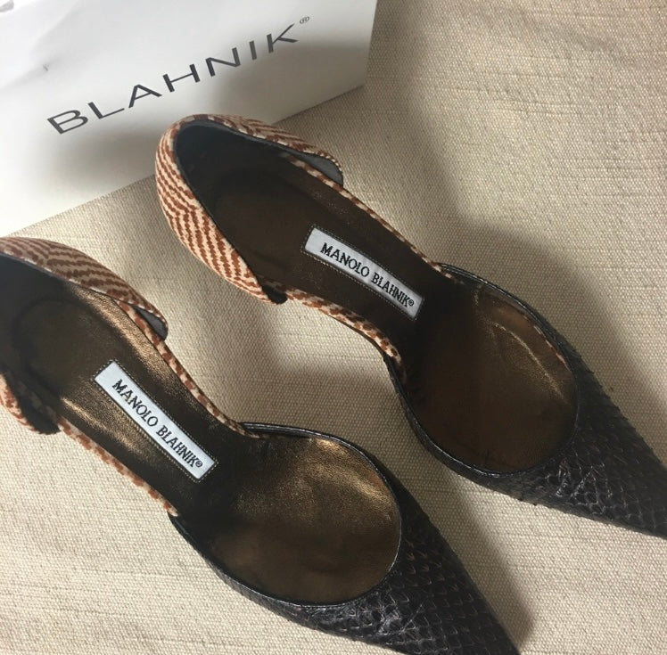 MANOLO BLAHNIK Herringbone Wool Heels *Size 7.5