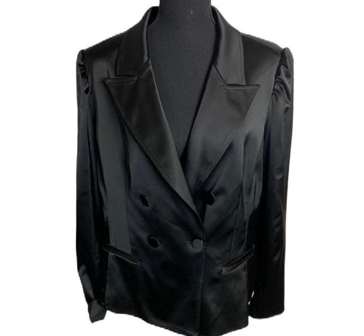 DREW Black satin Cocktail Blazer *Size XL