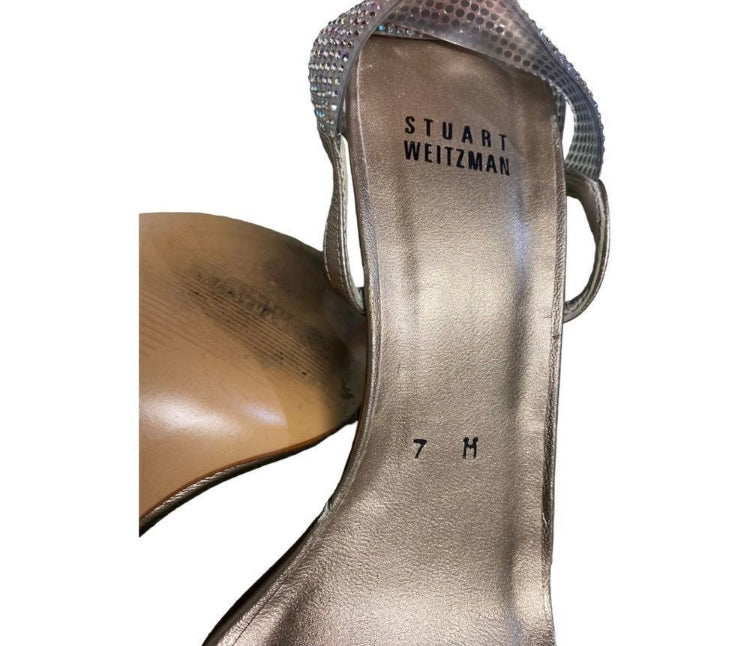 STUART WEITZMAN Crystal Embellished Gold Heels *Size 7