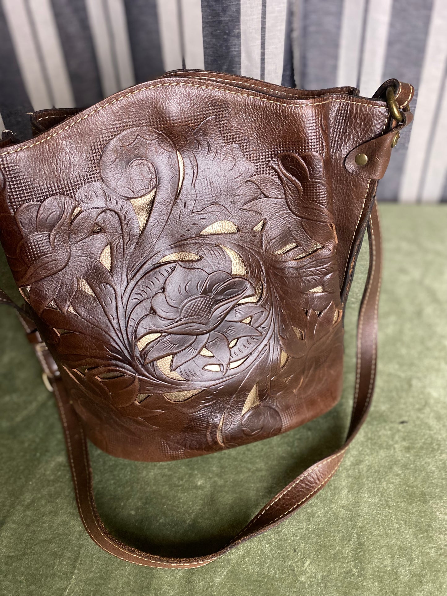 PATRICIA NASH Lavello Cutout Tooled Leather Strap Bag