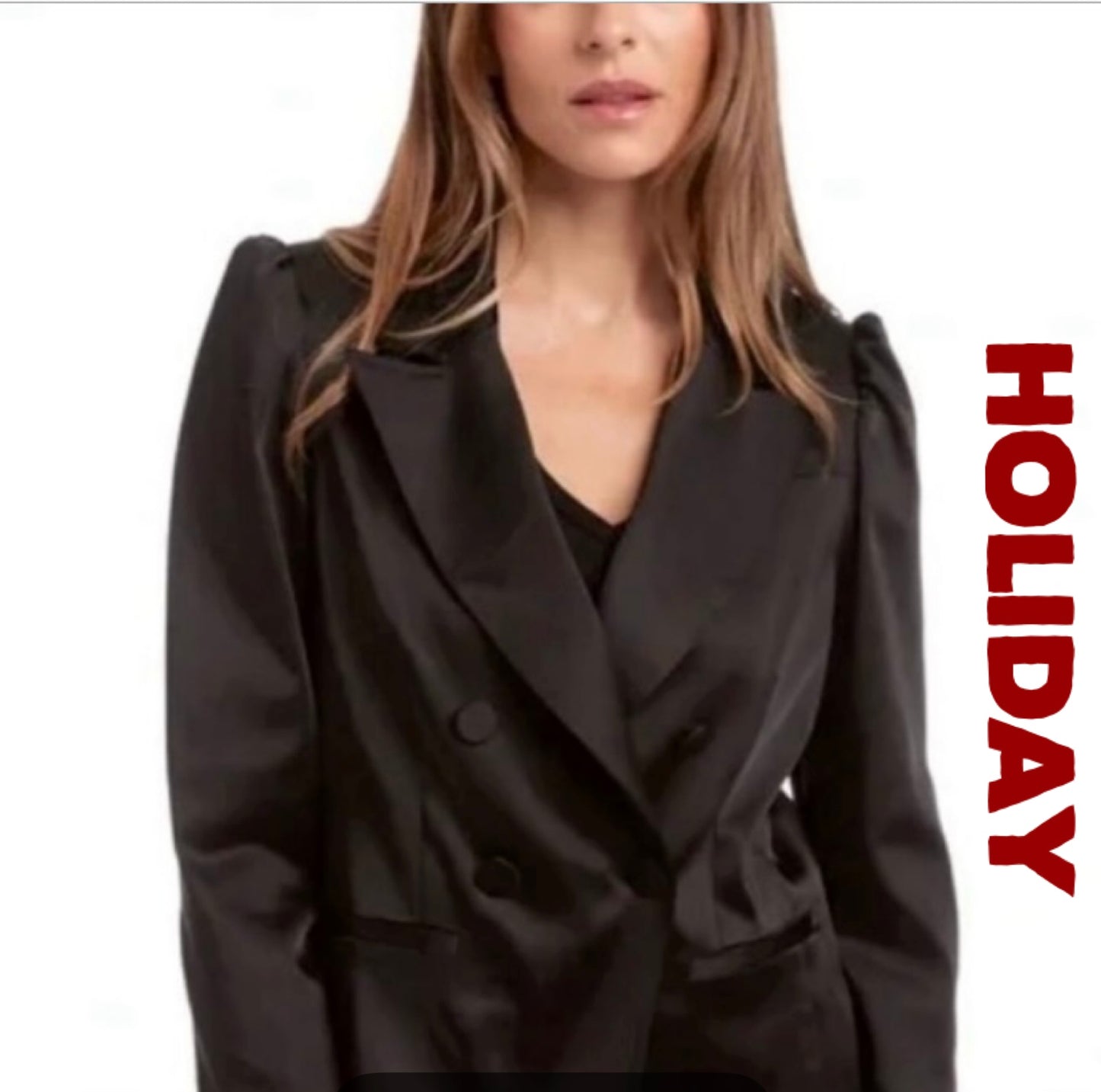 DREW Black satin Cocktail Blazer *Size XL