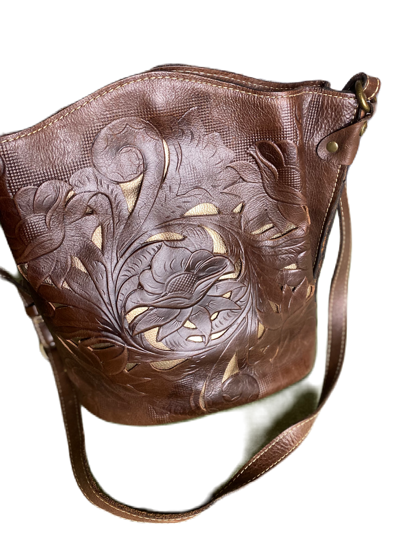 PATRICIA NASH Lavello Cutout Tooled Leather Strap Bag