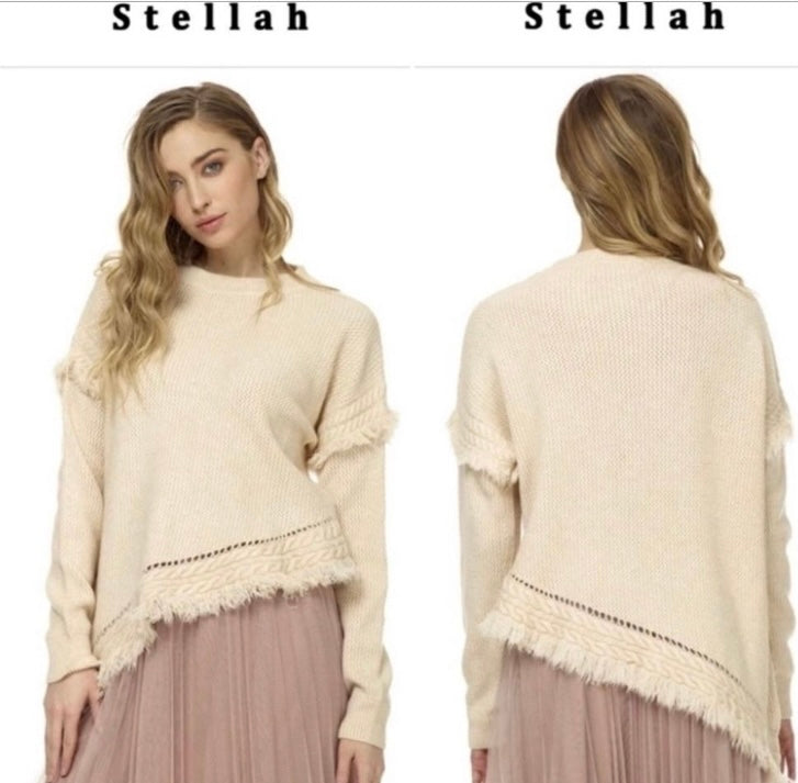 ANTHROPOLOGIE STELLAH Woven Knit Fringe Sweater *Size M