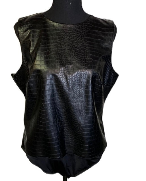 EXPRESS Body Contour Vegan Leather Croc Print Bodysuit *Size XL