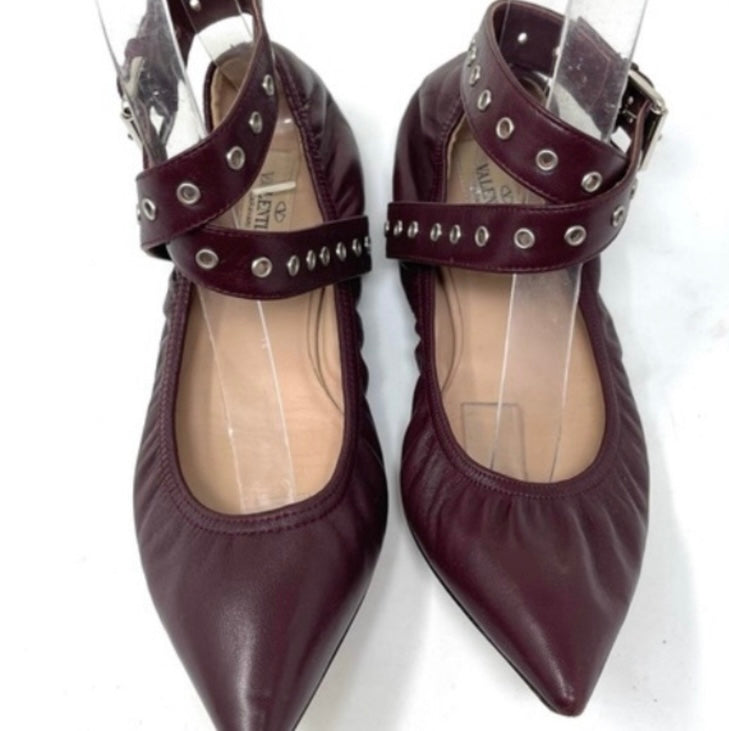 VALENTINO Garavani Napa Love Latch Leather Flats Size 38.5