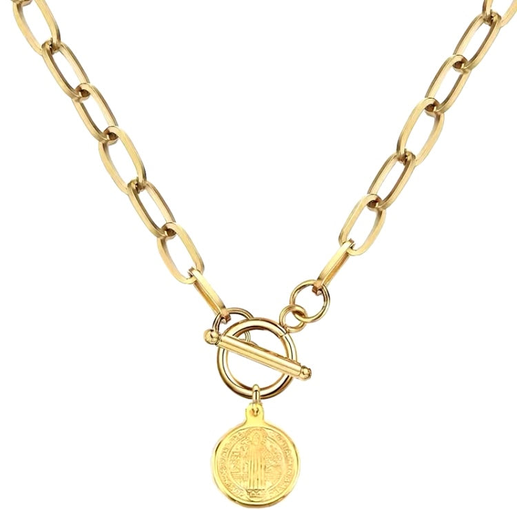 LUXIE Gold Toggle Coin Necklace