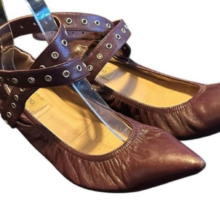 VALENTINO Garavani Napa Love Latch Leather Flats Size 38.5