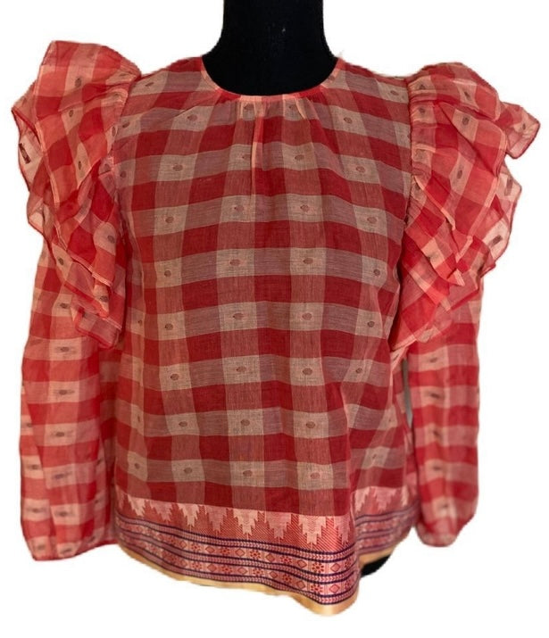 ULLA JOHNSON The Caasi Checkered Cotton Blouse
