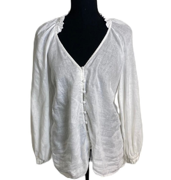 MAEVE White Linen Blouse *Size M