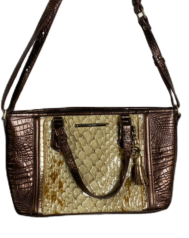 BRAHMIN Croc Embossed Champagne and Bronze Bag