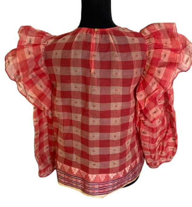 ULLA JOHNSON The Caasi Checkered Cotton Blouse