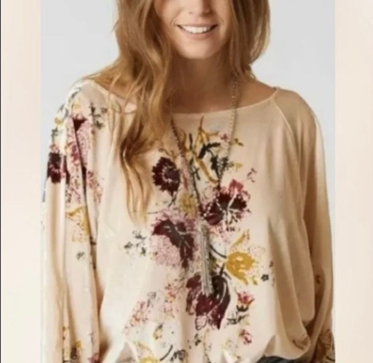 FREE PEOPLE Babe Floral Velvet Bodysuit *Size L