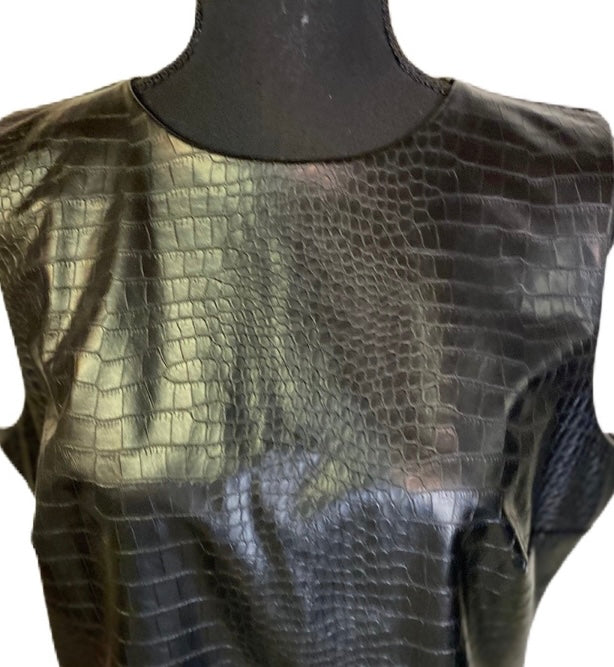 EXPRESS Body Contour Vegan Leather Croc Print Bodysuit *Size XL