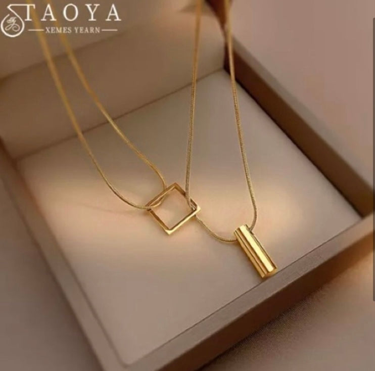 STAOYA Two Pendant Gold Necklace