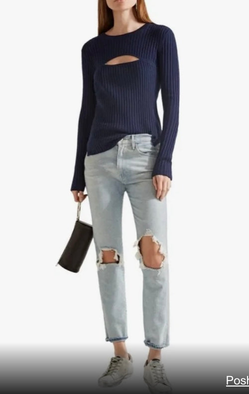 FRAME DENIM Ribbed Cutout Sweater *Size Sm