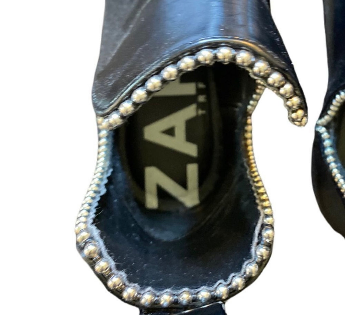 ZARA Black Studded Cut Out Ankle Boots Size 38