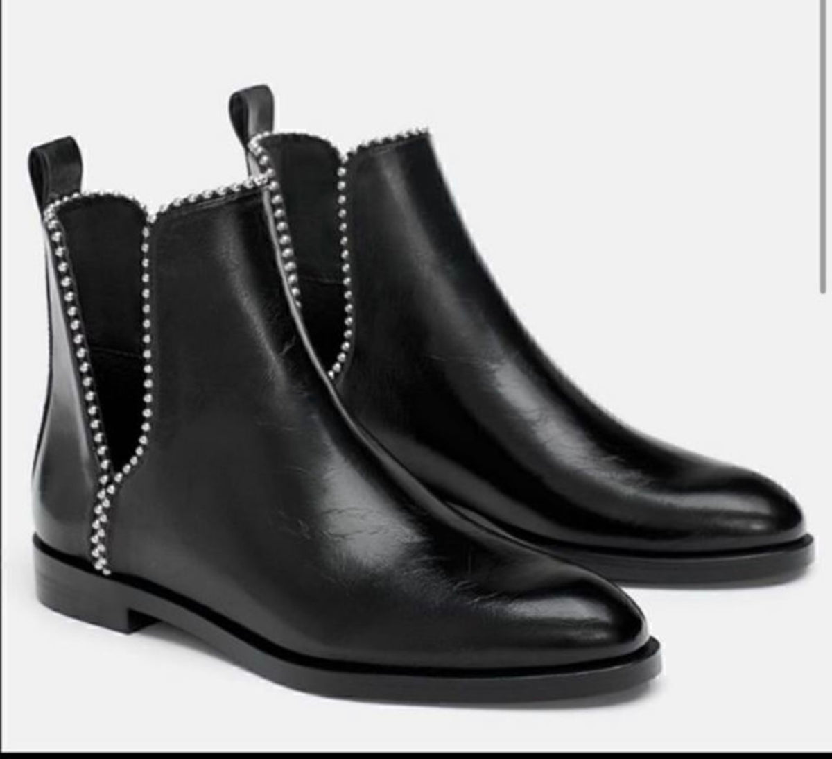 ZARA Black Studded Cut Out Ankle Boots Size 38