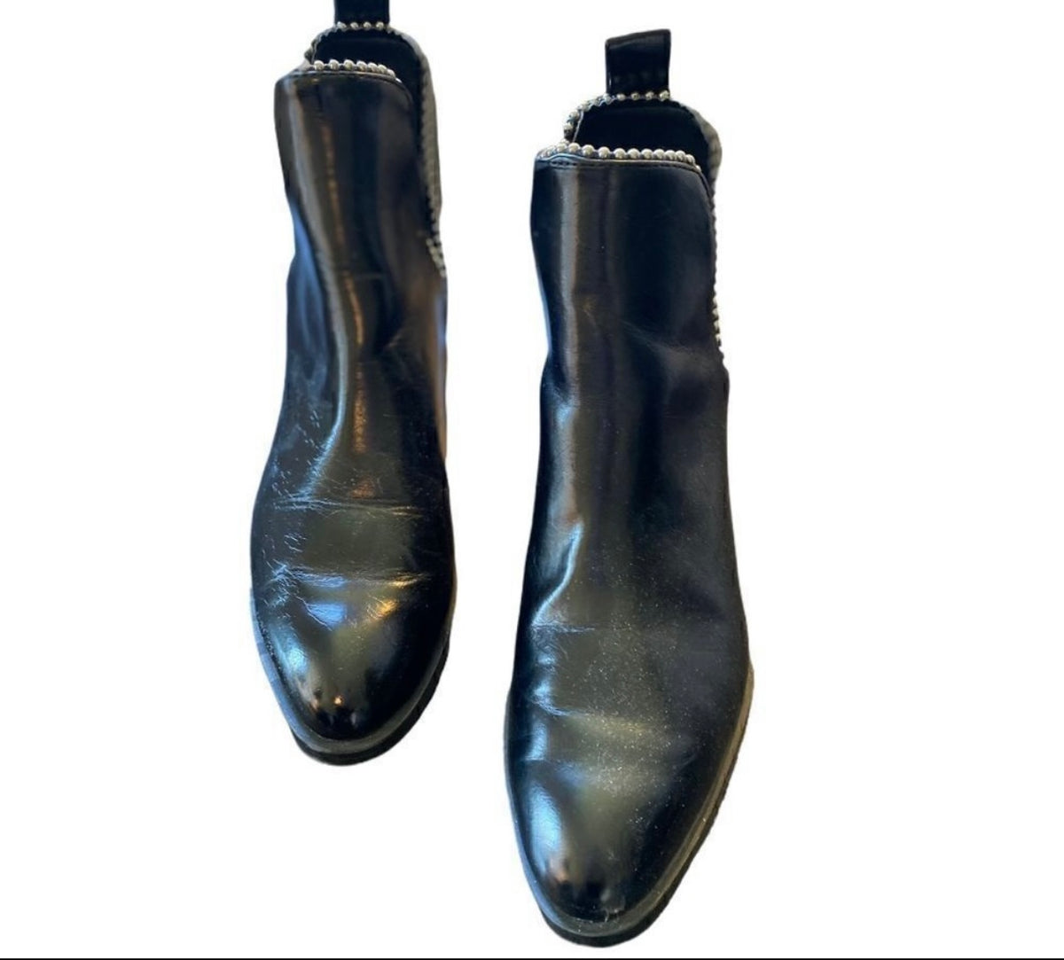 ZARA Black Studded Cut Out Ankle Boots Size 38